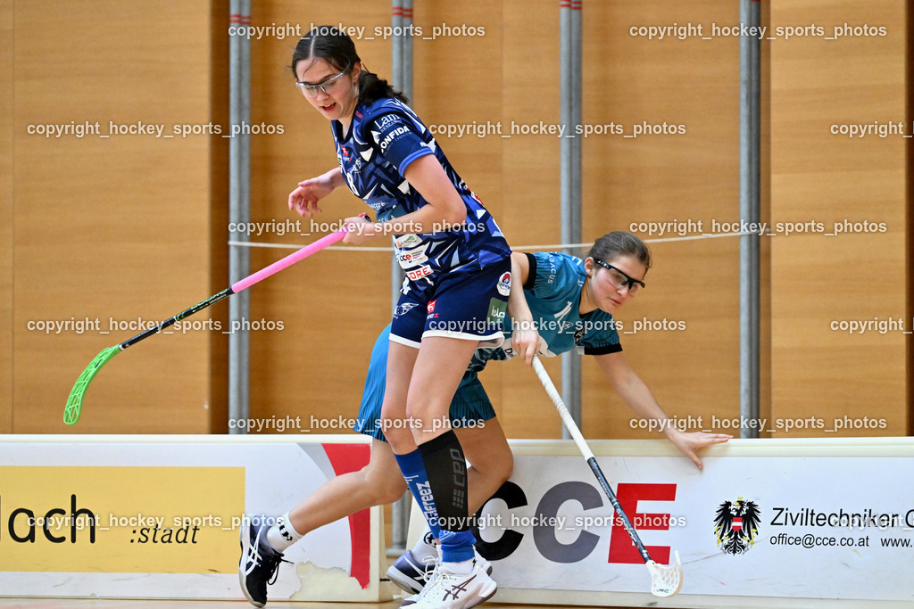 VSV Unihockey Damen vs. FCB München | #8 Marie Bellina VSV Unihockey, #13 Sophie Haushofer FCB München, VSV Unihockey Damen vs. FCB München, VSV Unihockey Damen vs. FCB München am 24.01.2026 in Villach (Ballspielhalle St. Martin), Austria, (Photo by Bernd Stefan)