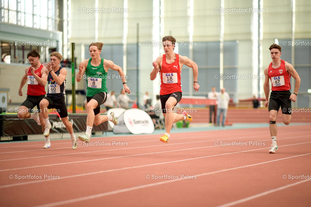 250208_xkaix_DM Mehrkampf_18 | 08.02.2025, xkaix, Leichtathletik 20. Deutsche Meisterschaften, Mehrkampf Halle v.l. Alvar Adler (TSV Bayer o4 Leverkusen), Johannes Böcher (USC Mainz), David Kleinschrodt (TSV 1860 Ansbach), Danny Stockhausen (LG Landkreis Roth), Jonas Jäckel (TV 1848 Oberstein) - Realisiert mit Pictrs.com