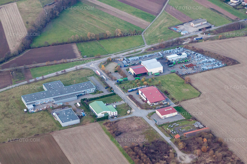 Aerial view: Scheibenhardt, oil production in Scheibenhard in the state Bas-Rhin, France.Photo: IMG_22977.jpg taken on 11/21/2009 by Werner Riehm/FLY-FOTO.comResolution of the original: 4752 x 3168 px