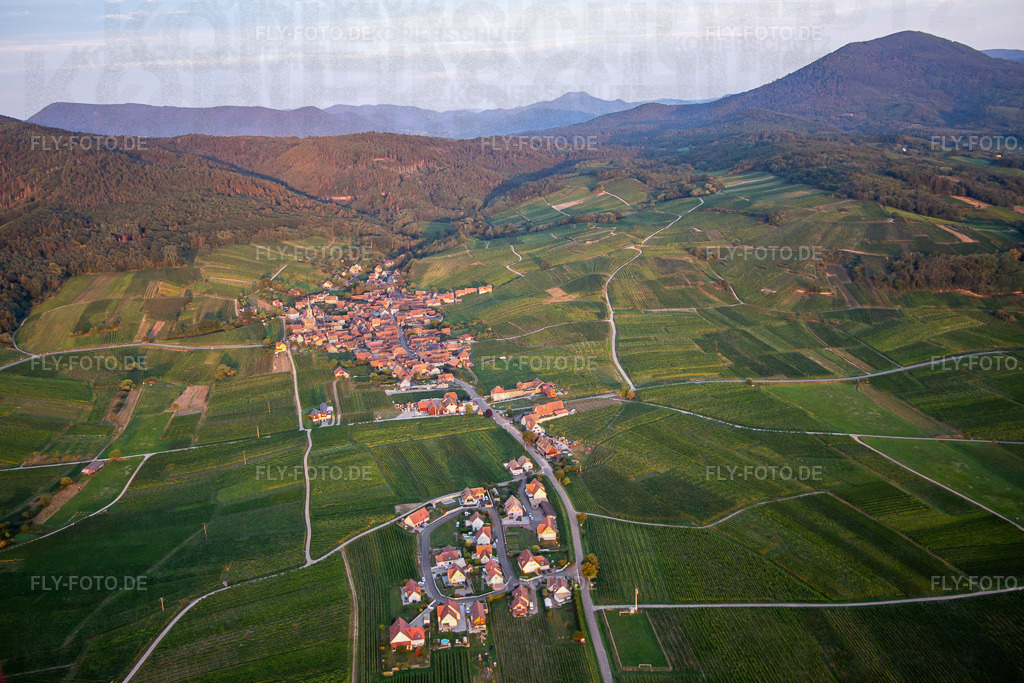 Ortsansicht | Luftbild: Ortsansicht in Blienschwiller im Bundesland Bas-Rhin in Frankreich. Foto: IMG_137944.jpg vom 19.08.2023 durch Werner Riehm/FLY-FOTO.de - Realisiert mit Pictrs.com