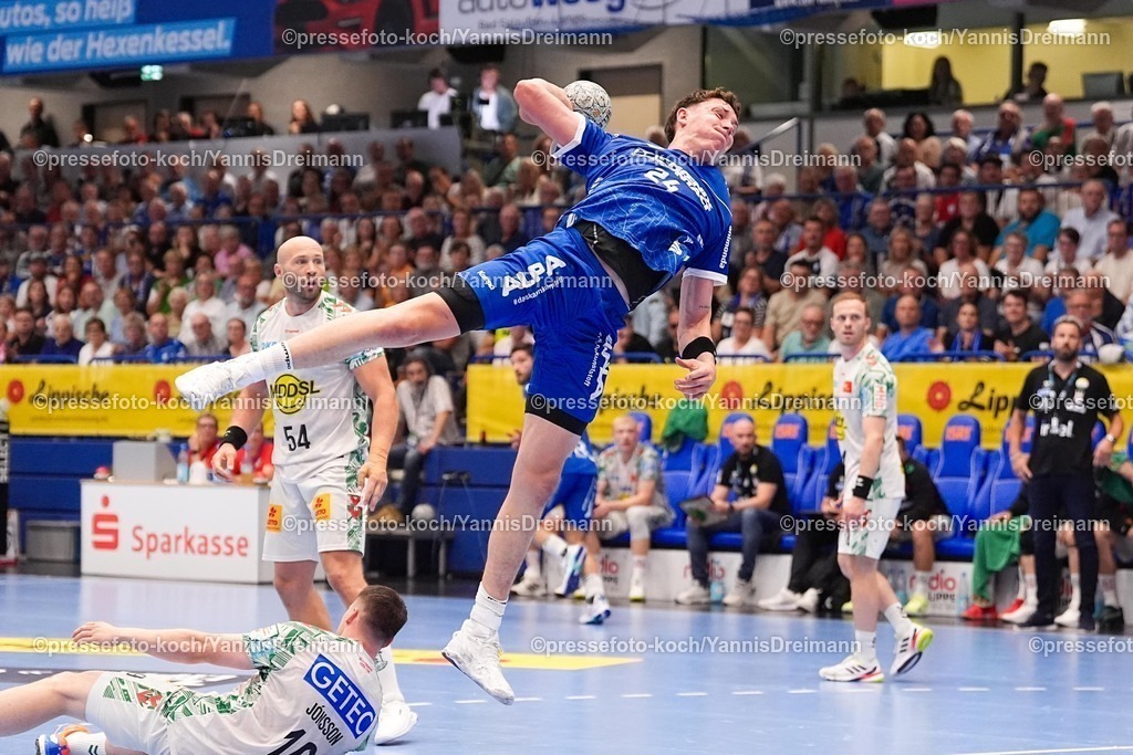 xydrx29082501097 | 29.08.2025, xydrx, Handball, 1.HBL, TBV Lemgo Lippe - SC Magdeburg, PHOENIX Contact-Arena: Joel Willecke (TBV Lemgo Lippe #24)