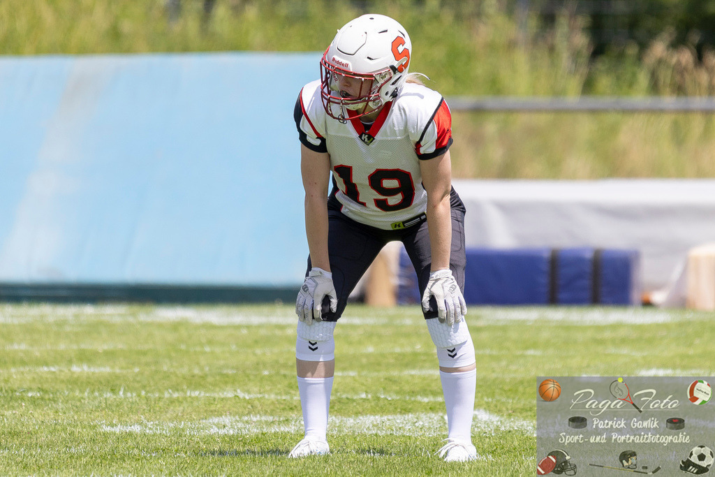GFLW 1: German Football League Women 1: Rodgau Pioneers Ladies - Stuttgart Scorpions Sisters, 07.06.2026 | Maren Gruber (Stuttgart Scorpions Sisters #19), Freisteller, Portrait / Porträt, Rodgau Pioneers Ladies - Stuttgart Scorpions Sisters, Rodgau, Maingau-Energie-Stadion "Am Weichsee", 7.6.2026 - Realisiert mit Pictrs.com