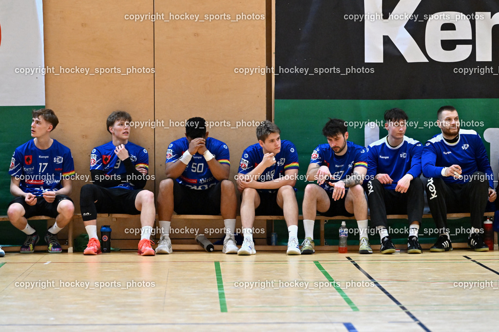 SC Ferlach vs. ALPLA HC Hard | Spielerbank SC Ferlach vs. ALPLA HC Hard, SC Ferlach vs. ALPLA HC Hard am 05.04.2025 in Ferlach (Ballspielhalle Ferlach), Austria, (Photo by Bernd Stefan)