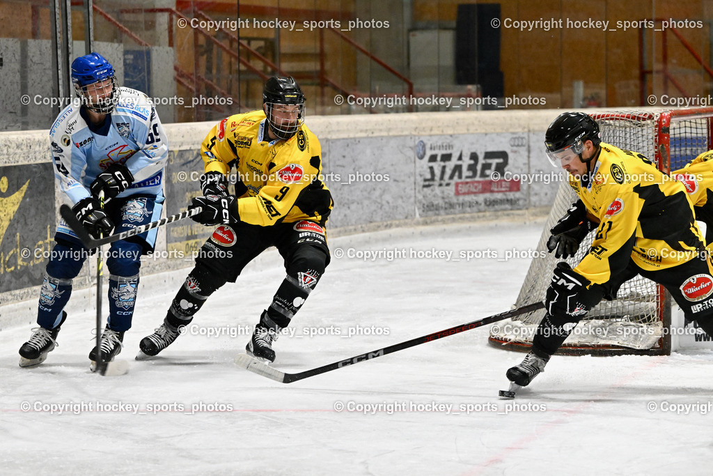EC Spittal Hornets vs. ESC Steindorf 28.10.2023 | #69 Kreuzer Philipp, #9 Essmann Kevin, #27 Moser Daniel