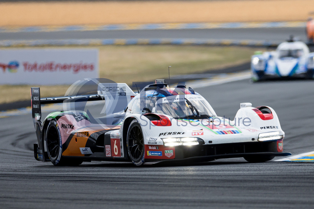 TP-20230605-101-147- | LE MANS,FRANCE,07.Jun.23 - MOTORSPORTS - WEC, FIA World Endurance Championships, 24 Hours of Le Mans, Circuit de la Sarthe, free practice 1. Image shows Kevin Estre (FRA), Andre Lotterer (GER) and Laurens Vanthoor (BEL/ Porsche Penske Motorsport). Photo: Trainproduction / Matthias Trinkl