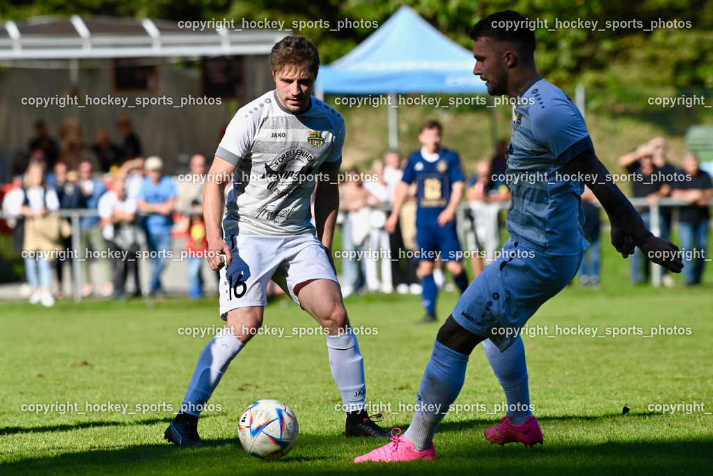 ATUS Velden vs. ASKÖ Köttmannsdorf 7.10.2023 | #16 Nace Erzen Köttmannsdorf, #10 Adis Ajkic Köttmannsdorf, ATUS Velden vs. ASKÖ Köttmannsdorf 7.10.2023, ATUS Velden vs. ASKÖ Köttmannsdorf am 07.10.2023 in Velden (Wald Arena Velden), Austria, (Photo by Bernd Stefan)
