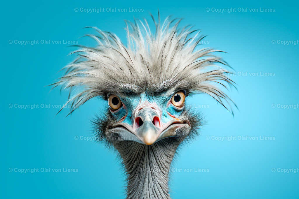 grimmiger Gesichtsausdruck vom Emu | Emu schaut böse in die Kamera
