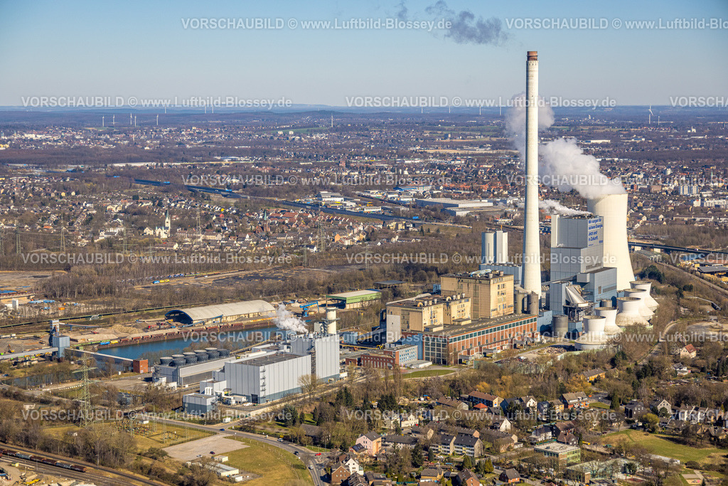 Herne250301817 | Luftbild, STEAG Heizkraftwerk Herne und Kühlturm mir Dampfwolke am Rhein-Herne-Kanal, Baukau-West, Herne, Ruhrgebiet, Nordrhein-Westfalen, Deutschland