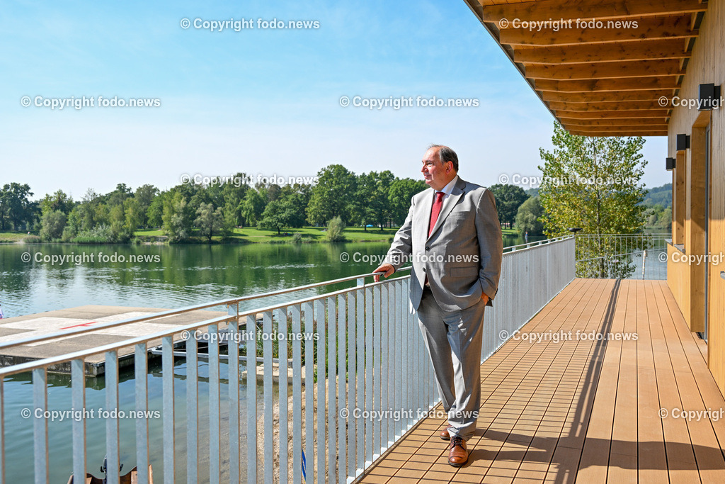 Linz AG_ Wasserrettung Pichlingersee_ 12.09.2023-28 | 12.09.2023, Linz Pichling, AUT, Linz AG, Eroeffnung des neuen Gebaeude der Wasserrettung, im Bild Erich Haider (Generaldirektor der LINZ AG)