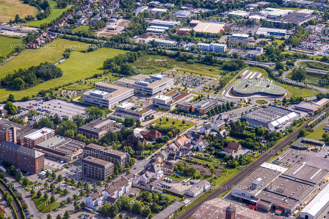 Lippstadt220600126HSHL | Luftbild, Hochschule Hamm-Lippstadt, HSHL, Campus Lippstadt, tropfenförmiges Gebäude Innovation Quarter, Lippstadt, Soester Börde, Nordrhein-Westfalen, Deutschland