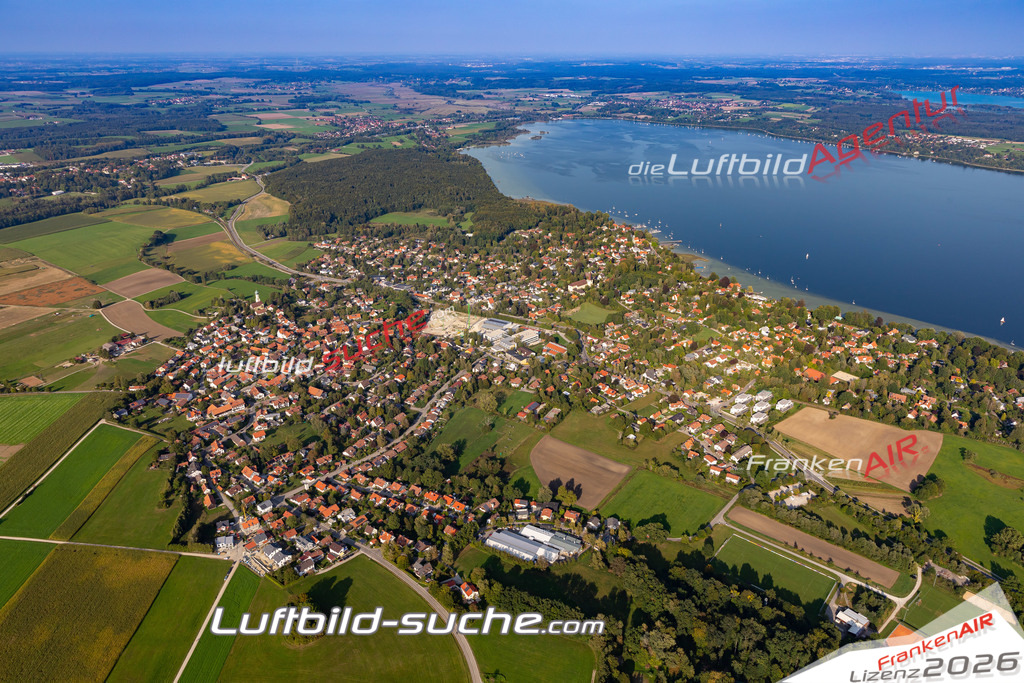 Aktuelles Luftbild von  Schondorf am Ammersee - Die Luftaufnahme wurde 2020 mittels UL-Flugzeug erstellt ( keine Drohne ) - hochauflösende Kamera-Systeme von  Canon -Beste Qualität - Für grossformatige Ausdrucke geeignet. Die Geschenkidee !
