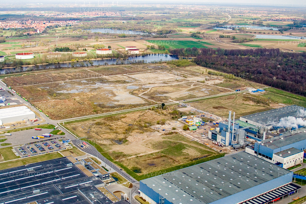 Luftbild: Industriegebiet Oberwald: Papierfabrik Palm in Wörth am Rhein im Bundesland Rheinland-Pfalz in Deutschland. Foto: IMG_10228.jpg vom 08.04.2008 durch Werner Riehm/FLY-FOTO.de