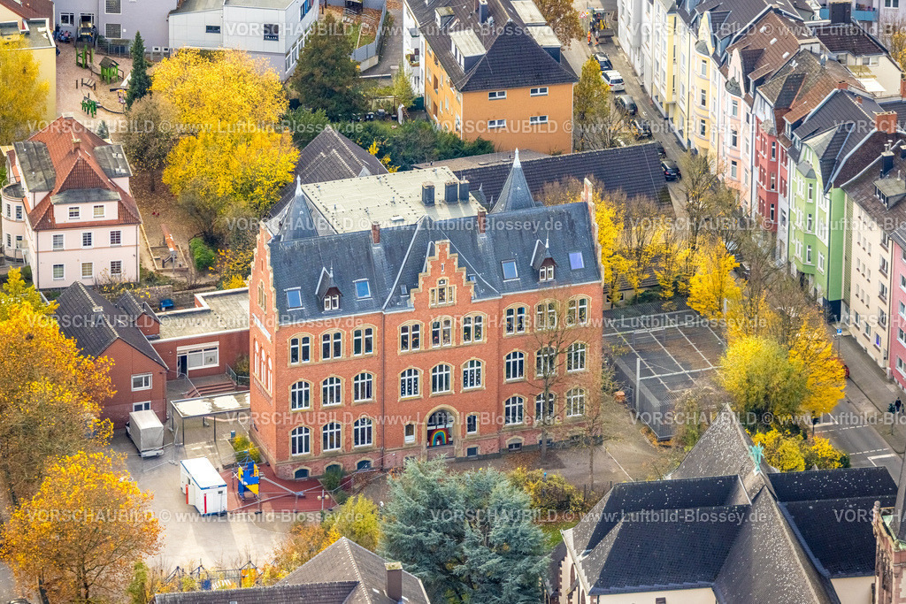 Hagen251102534 | Luftbild, Emil-Schumacher-Schule, herbstliche Bäume, Wehringhausen, Hagen, Ruhrgebiet, Nordrhein-Westfalen, Deutschland