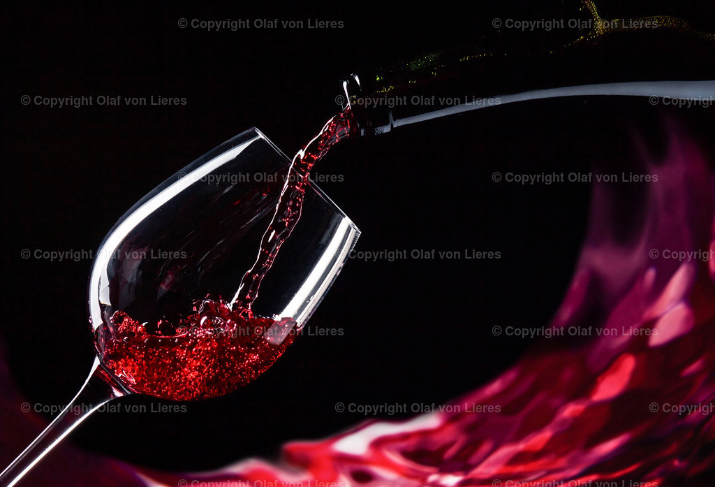 Rotwein Wandbild | Rotweinglas mit Flasche Rotwein 