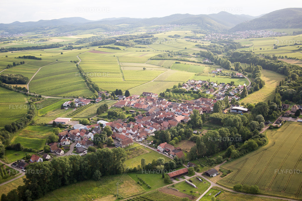 Luftbild: Klingbachtal im Ortsteil Klingen in Heuchelheim-Klingen im Bundesland Rheinland-Pfalz in Deutschland. Foto: IMG_090205.jpg vom 26.06.2016 durch Werner Riehm/FLY-FOTO.de