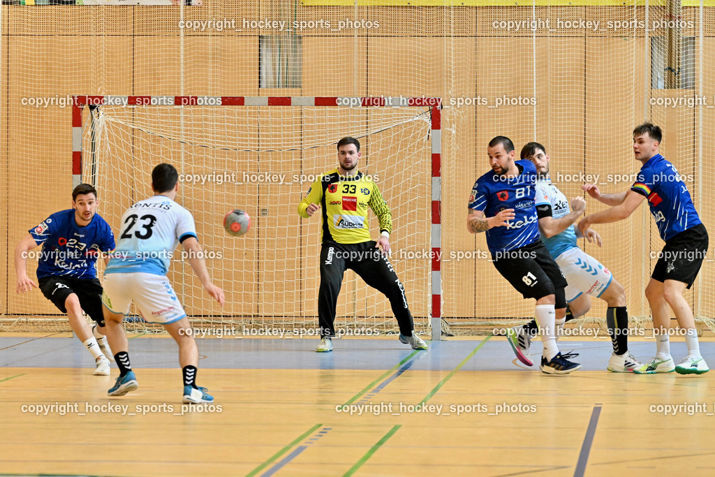 SC Ferlach vs. HSG Bärnbach/Köflach 30.3.2024 | #23 KOCBEK Jure SC Ferlach, #23 Grbavac Josip HSG Bärnbach, #33 STRIEBNIG Florian SC Ferlach, #81 MILICEVIC Adrian SC Ferlach, #35 JURANIC Jura Egon SC Ferlach, SC Ferlach vs. HSG Bärnbach/Köflach 30.3.2024, SC Ferlach vs. HSG Bärnbach/Köflach am 30.03.2024 in Ferlach (Ballspielhalle Ferlach), Austria, (Photo by Bernd Stefan)