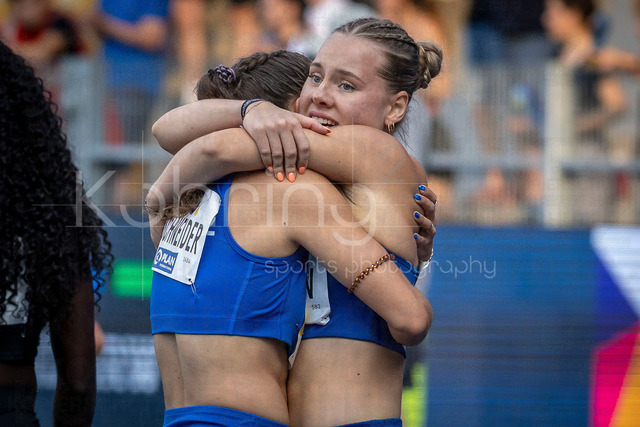 Deutsche Leichtathletik-Meisterschaften; Bochum-Wattenscheid, 25.07.2026 | 100m Hürden mit Lia Flotow (1. LAV Rostock) und Rosina Schneider (TV Sulz); Deutsche Leichtathletik-Meisterschaften am 25.07.2026 im Lorheide-Stadion, Bochum-Wattenscheid (Nordrhein-Westfalen).