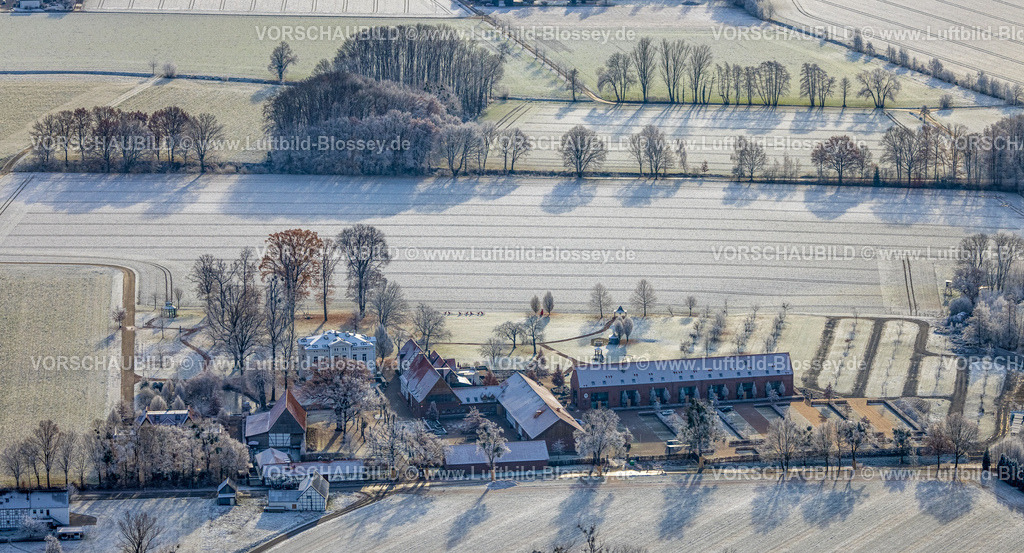 Hamm221200898HausKump | Luftbild, Hotel Gut Kump in winterlicher Landschaft, Rhynern, Hamm, Ruhrgebiet, Nordrhein-Westfalen, Deutschland