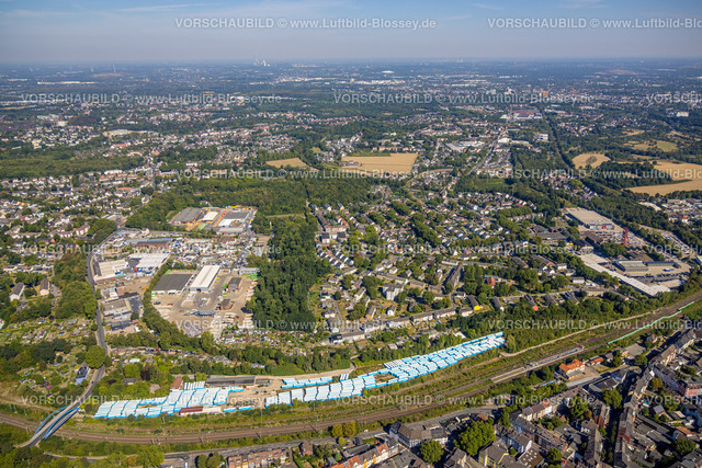 Essen220806931 | Luftbild, Containerstellplatz Joachumstraße, Gewerbegebiet Bonifaciusstraße, Wohngebiet, Essen-Kray, Essen, Ruhrgebiet, Nordrhein-Westfalen, Deutschland