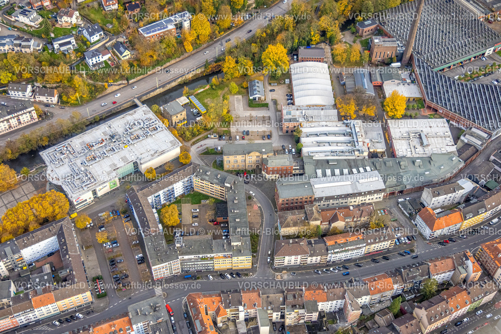 Hagen251102456 | Luftbild, Kino CineStar Hagen, Max-Reger-Musikschule, Elbershallen, herbstliche Bäume, Mittelstadt, Hagen, Ruhrgebiet, Nordrhein-Westfalen, Deutschland