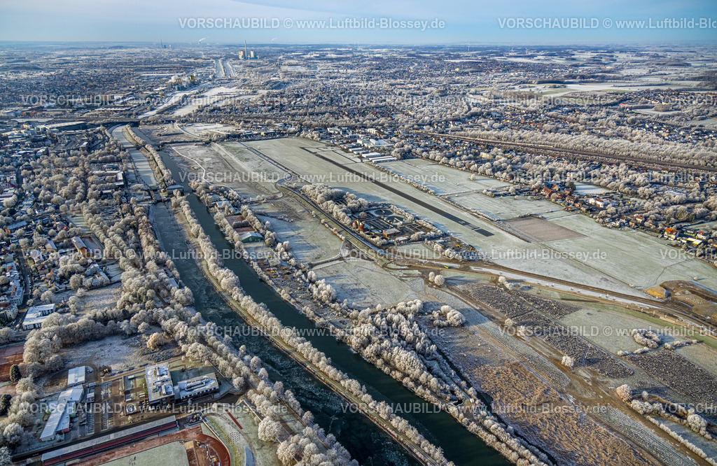 Hamm221203060 | Luftbild, Winterliche Lippeauen, Flugplatz Lippewiesen, Erlebensraum, Kläranlage Hamm Mattenbecke, Mitte, Hamm, Ruhrgebiet, Nordrhein-Westfalen, Deutschland