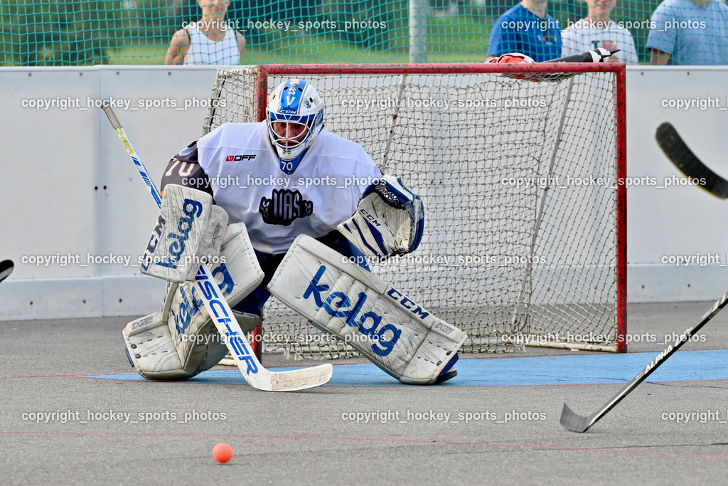 VAS Ballhockey vs. HSC Eagles Poggersdorf | #70 Moser Lukas, VAS Ballhockey vs. HSC Eagles Poggersdorf, VAS Ballhockey vs. HSC Eagles Poggersdorf am 14.07.2024 in Villach (Alpen Arena ), Austria, (Photo by Bernd Stefan)
