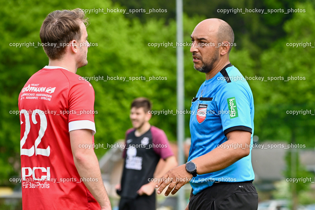 SV Rothenthurn vs. FC Nussdorf Debant | #22 Lucas Ott SV Rothenthurn, Edin Avdic Referee, SV Rothenthurn vs. FC Nussdorf Debant, SV Rothenthurn vs. FC Nussdorf Debant am 04.05.2025 in Rothenthurn (Sportplatz Rothenthurn), Austria, (Photo by Bernd Stefan)