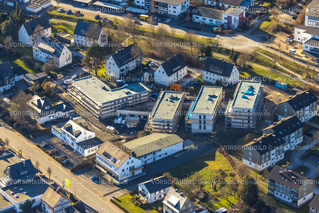Schmallenberg230205481 | Luftbild, Baustelle und Neubau Wohnprojekt Weitblick Hohe Fohr, Wohnanlage mit Tagespflege, Schmallenberg, Sauerland, Nordrhein-Westfalen, Deutschland