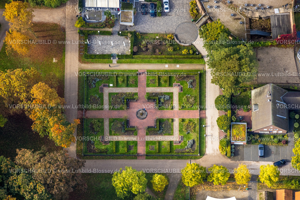 Moers241012762 | Luftbild, Park und Rosengarten, Senkrechtaufnahme, Moers, Moers, Ruhrgebiet, Nordrhein-Westfalen, Deutschland