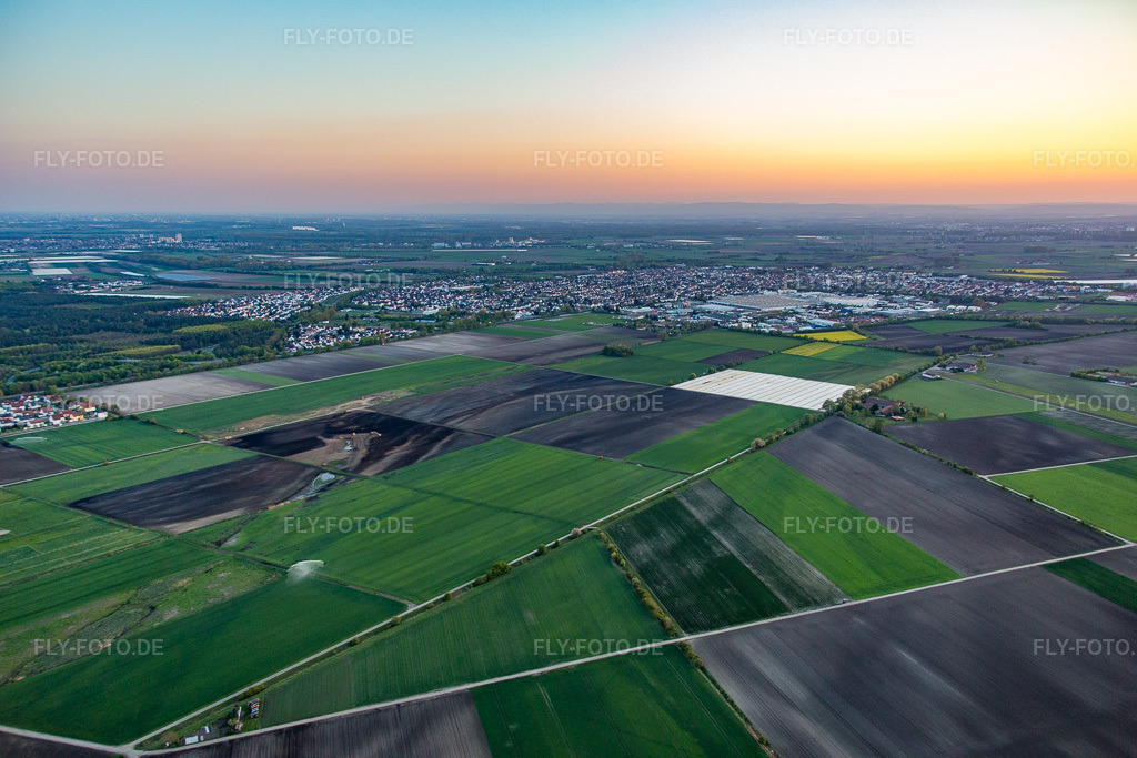 Luftbild: Ortsansicht von Nordosten in Bürstadt im Bundesland Hessen in Deutschland. Foto: IMG_077923.jpg vom 23.04.2015 durch Werner Riehm/FLY-FOTO.de
