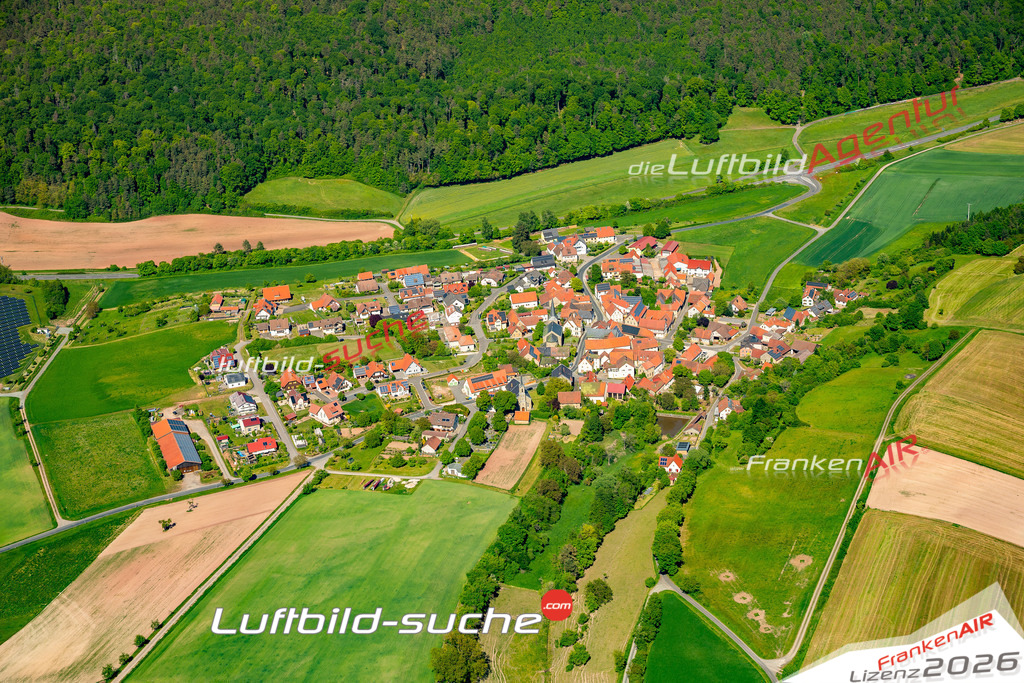 Luftaufnahme von Jesserndorf Ebern Bild- Das Luftbild wurde 2025 vom UL-Flugzeug heraus erstellt ( keine Drohne ) - Hochauflösende Luftaufnahme -Nicht vergleichbar mit Google Maps oder Satelittenbilder- Die Geschenkidee !Mit Lizenz und Bildrechte bestellbar