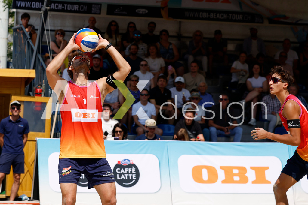 Obi BeachTour 2026 - Basel | BASEL, SWITZERLAND - JULY 19: LEO DILLIER (SUI) during the Obi BeachTour 2026 match between DILLIER / FLÜCKIGER (SUI) and HAGENBUCH / HAUSSENER (SUI) at Barfüsserplatz on July 19, 2026 in Basel, Switzerland. - Realisiert mit Pictrs.com