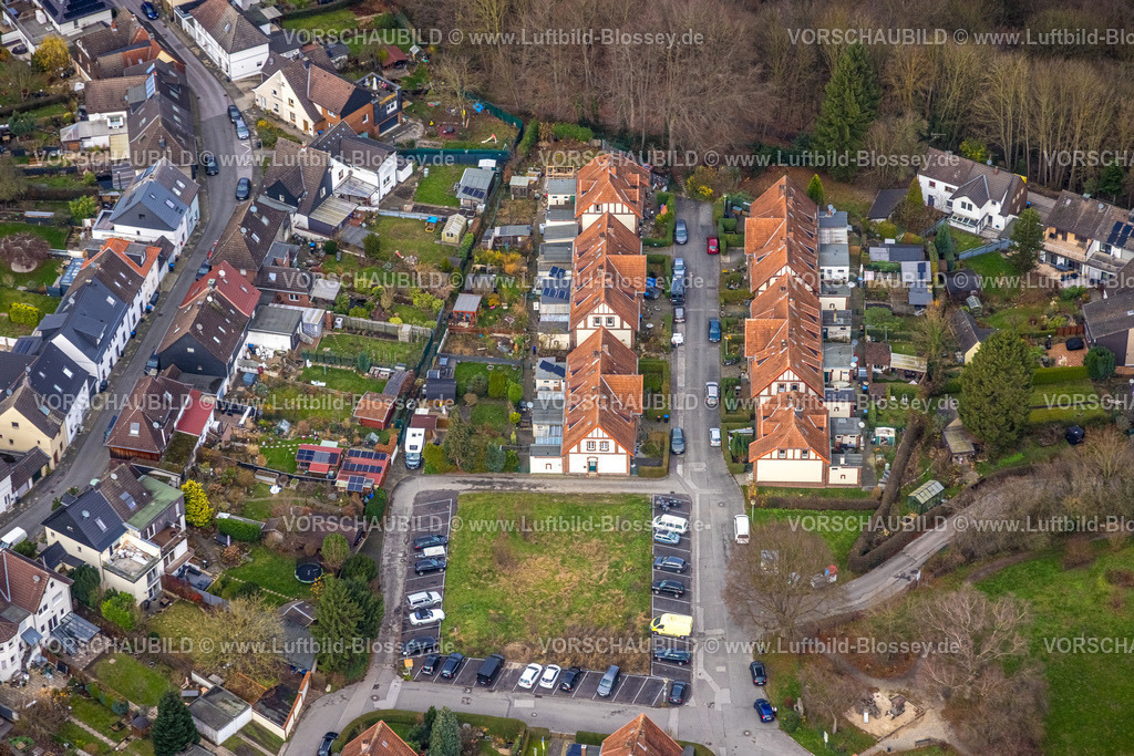 Hattingen251200445 | Luftbild, Wohnsiedlung Müsendrei, historische und denkmalgeschützte Arbeitersiedlung der Henrichshütte, Welper, Hattingen, Ruhrgebiet, Nordrhein-Westfalen, Deutschland