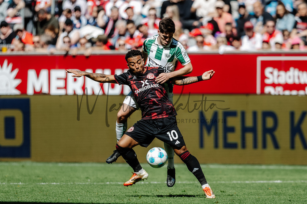 2. Bundesliga, Saison 2024/25, 28. Spieltag: Fortuna Düsseldorf - SC Preußen Münster | Düsseldorf, 05.04.2025: 2. Bundesliga, 28. Spieltag, Fortuna Düsseldorf gegen SC Preußen Münster in der Merkur Spiel-Arena in Düsseldorf. Foto: sportfotografie.ms | Markus Paletta - Realisiert mit Pictrs.com