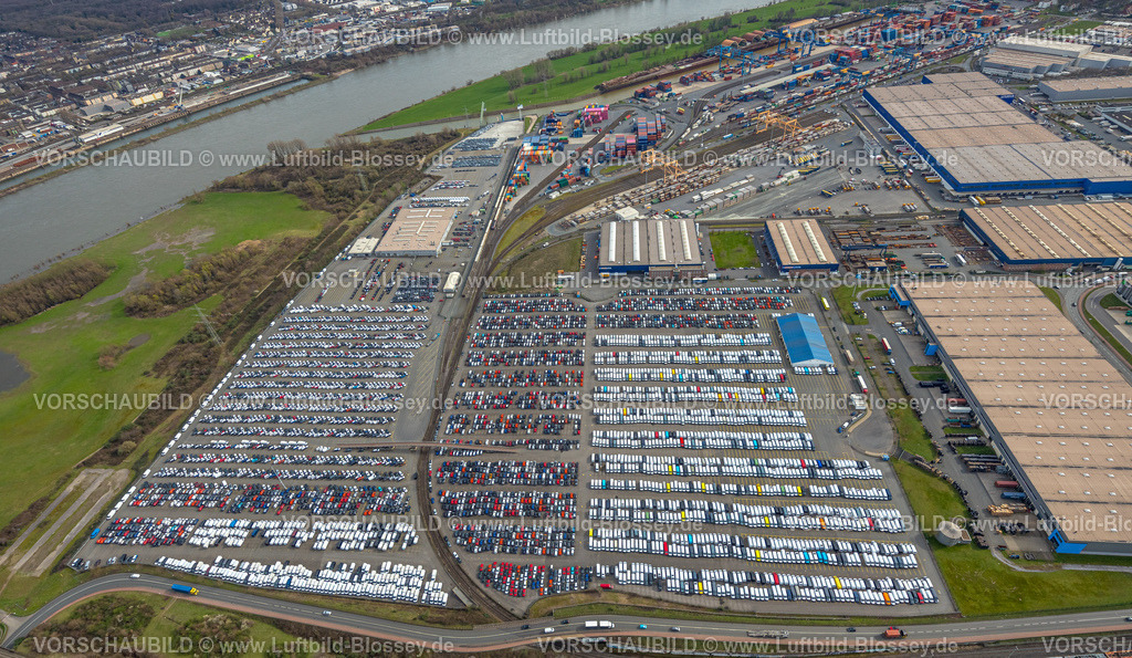 Duisburg230302101 | Luftbild, logport I, Containerhafen, Duisburg Hafen D3T Duisburg Trimodal Terminal, AutomobilLogistik, Friemersheim, Duisburg, Ruhrgebiet, Nordrhein-Westfalen, Deutschland