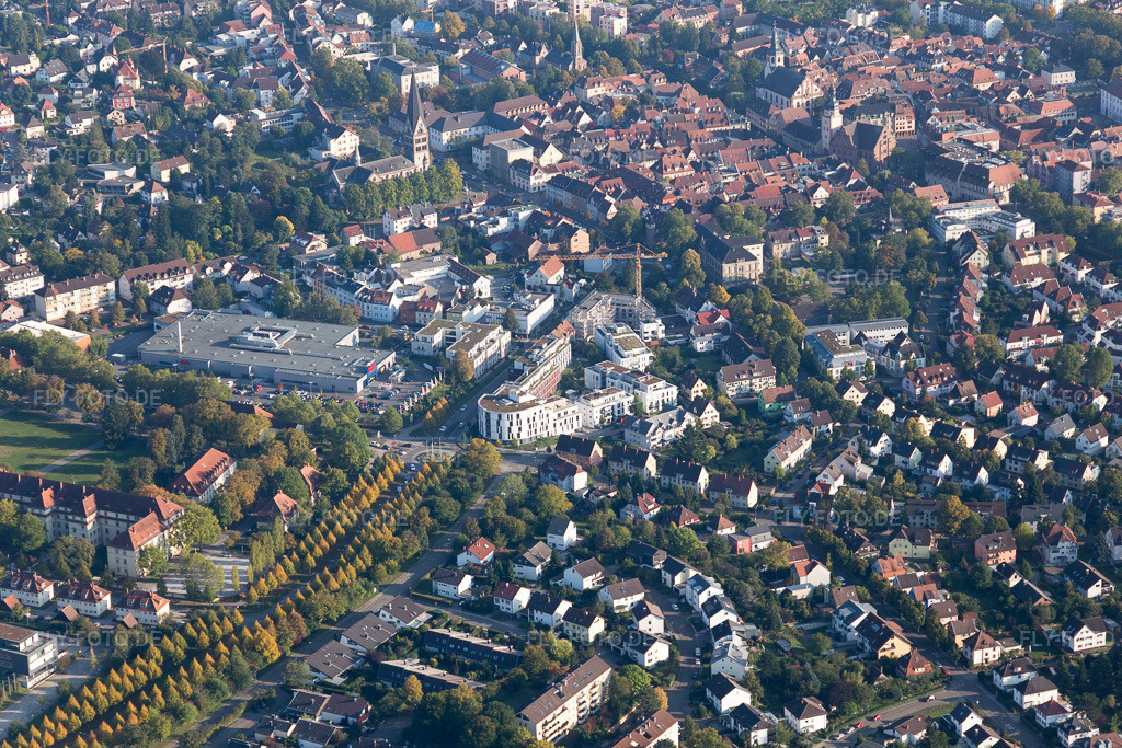 Luftbild: Dickhäuterplatz in Ettlingen im Bundesland Baden-Württemberg in Deutschland. Foto: IMG_103601.jpg vom 23.09.2017 durch Werner Riehm/FLY-FOTO.de