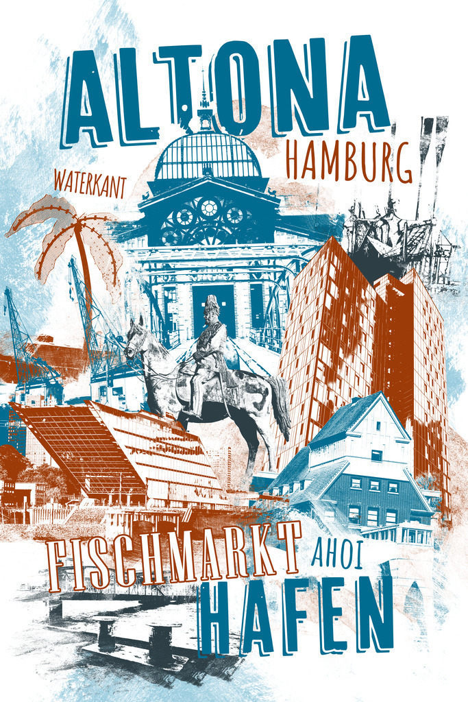 10230404 - Altona | Fotocollage mit Motiven aus Hamburg Altona inspiriert vom Stil alter Werbeplakate.