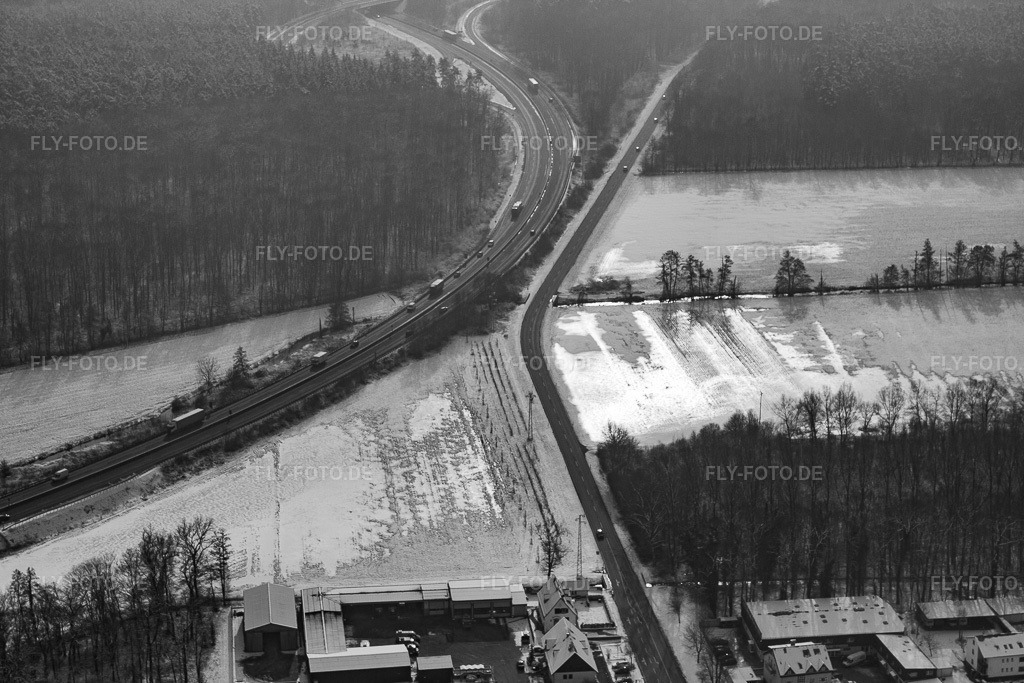 Luftbild: A65 Ausfahrt Kandel Süd in Kandel im Bundesland Rheinland-Pfalz in Deutschland. Foto: IMG_24087.jpg vom 27.01.2010 durch Werner Riehm/FLY-FOTO.de