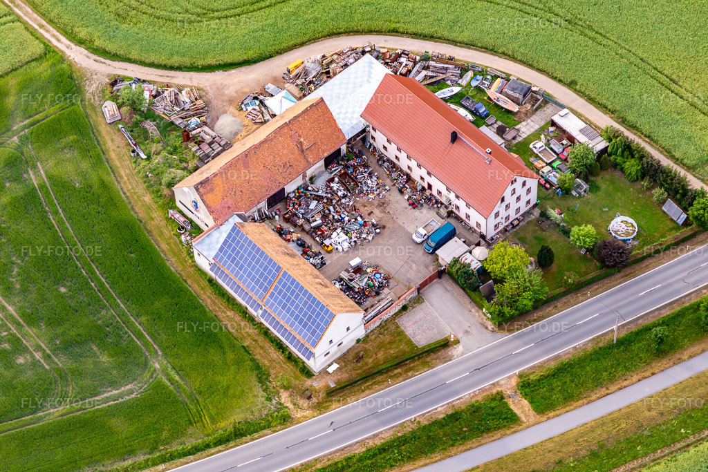 Luftbild: Steffen Schnei Schrotthandel, Entkernung im Ortsteil Leuba in Ostritz im Bundesland Sachsen in Deutschland. Foto: IMG_141678.jpg vom 23.05.2024 durch Werner Riehm/FLY-FOTO.de