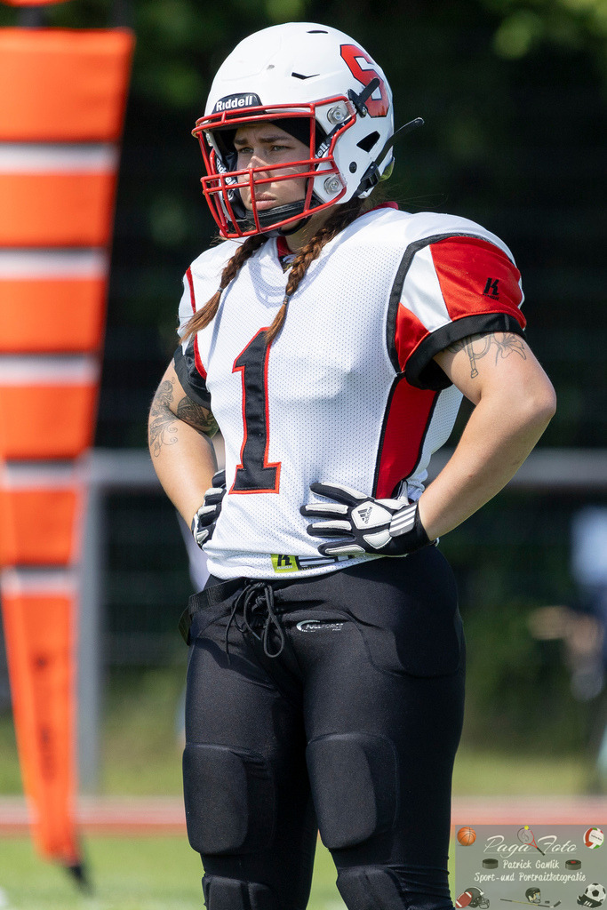 GFLW 1: German Football League Women 1: Rodgau Pioneers Ladies - Stuttgart Scorpions Sisters, 07.06.2026 | Celina Elise Port (Stuttgart Scorpions Sisters #1), Freisteller, Portrait / Porträt, Rodgau Pioneers Ladies - Stuttgart Scorpions Sisters, Rodgau, Maingau-Energie-Stadion "Am Weichsee", 7.6.2026 - Realisiert mit Pictrs.com
