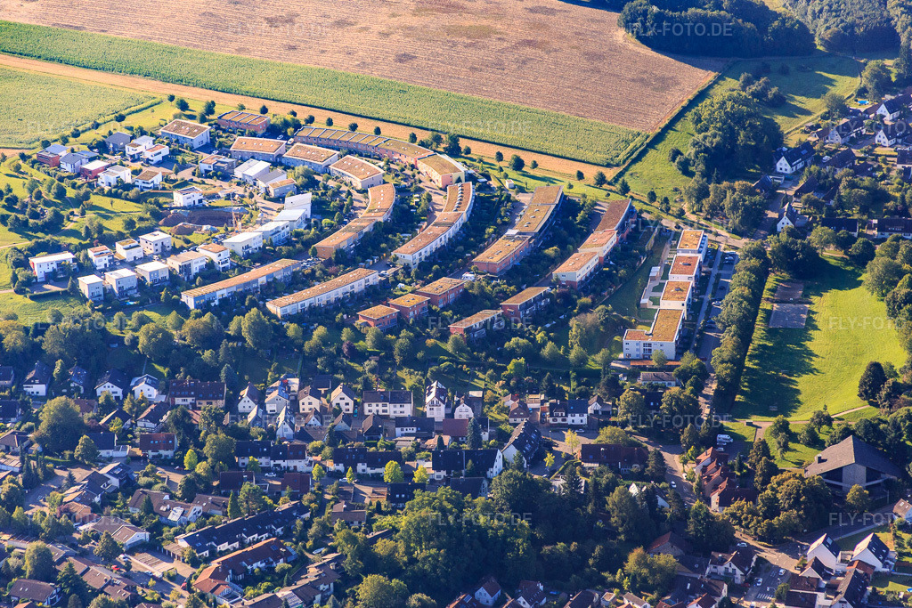 Luftbild: Wohnquartier Köpfle im Ortsteil Hohenwettersbach in Karlsruhe im Bundesland Baden-Württemberg in Deutschland. Foto: IMG_092877.jpg vom 13.08.2016 durch Werner Riehm/FLY-FOTO.de