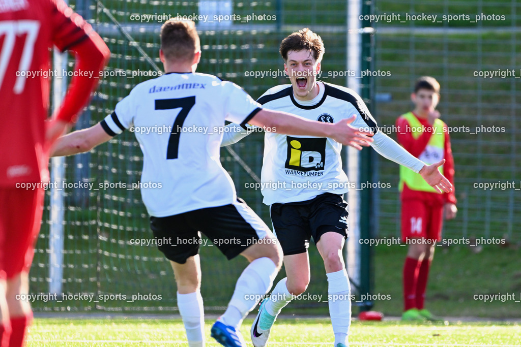 SV Spittal 1921 vs. ATUS Ferlach 24.3.2024 | Jubel SV Spittal, #7 Ralph Roman Scheer SV Spittal, #10 Adrian Steurer SV Spittal, SV Spittal 1921 vs. ATUS Ferlach 24.3.2024, SV Spittal 1921 vs. ATUS Ferlach am 24.03.2024 in Spittal an der Drau (Goldeck Stadion), Austria, (Photo by Bernd Stefan)