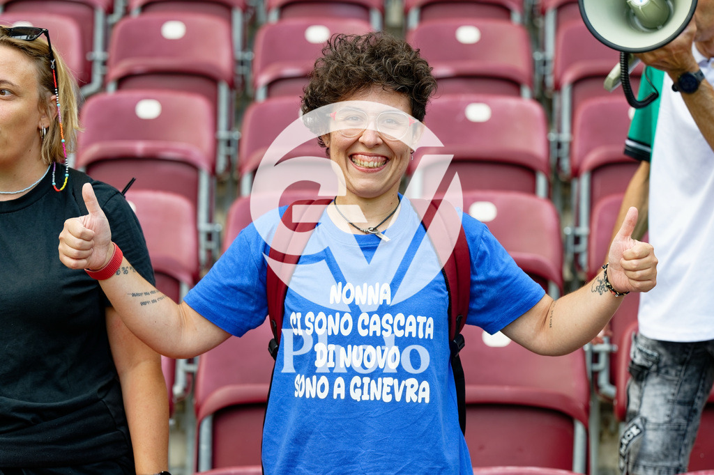 Norway v Italy - UEFA Women's EURO 2025 Quarter-Final | GENEVA, SWITZERLAND - JULY 16: Fans of Italy are seen before the UEFA Women's EURO 2025 Quarter-Final match between Norway and Italy at Stade de Geneve on July 16, 2025 in Geneva, Switzerland. (Photo by Giuseppe Velletri/Sports Press Photo/Getty Images)