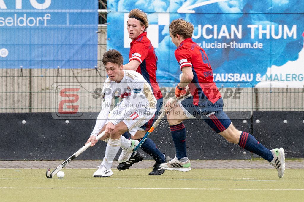 SFE_20230415_0265 | Deutsche Meisterschaft Männliche U16 Halle 2023 am 15.04.2023 in Düsseldorf (Düsseldorfer Hockeyclub 1905 e.V.), Photo: Stephan Fehrmann 2022 (Sports-Gallery),Paul Babic ( Rot-Weiss Köln #11 )