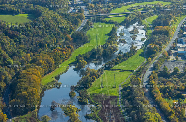 Hagen221016351 | Luftbild, Fluss Lenne Renaturierung, Lenne-Auen, Herbstfarben, Lennetal, Hagen, Ruhrgebiet, Nordrhein-Westfalen, Deutschland