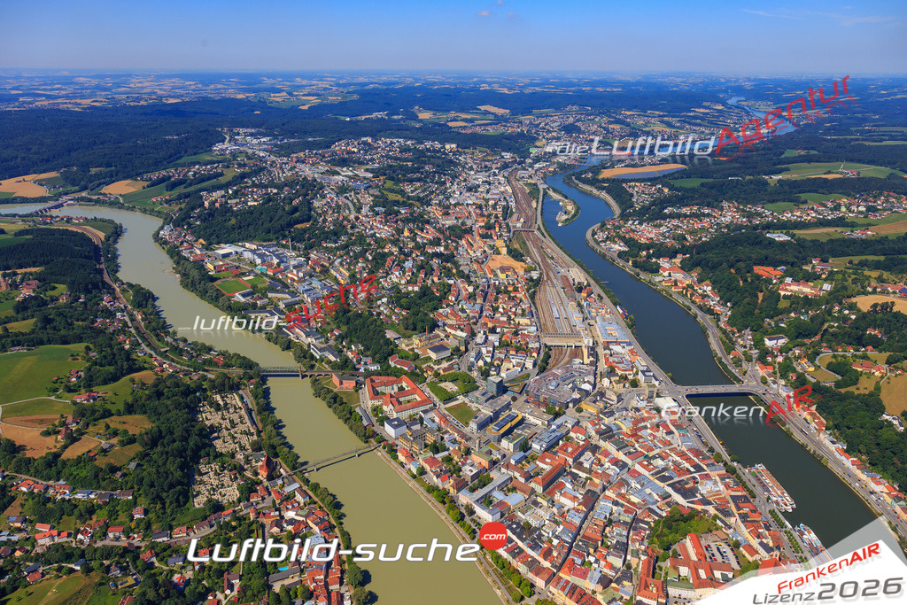 Luftbild von  Passau - Luftaufnahme wurde 2017 von https://frankenair.de mittels Flugzeug (keine Drohne) erstellt - die Geschenkidee