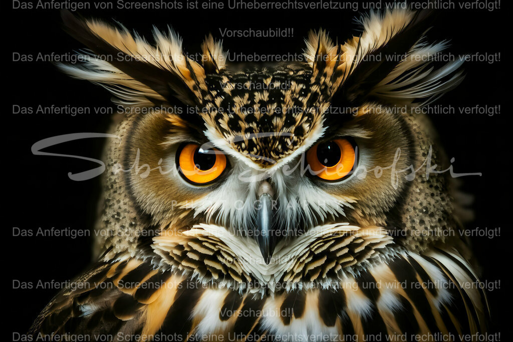 Wandbild UHU | Ein Blick welcher aus allen Richtungen fokussiert - Realisiert mit Pictrs.com