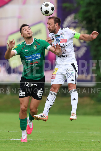Friendly Match: SC Weiz vs TSV Hartberg in Weiz | Weiz, AUSTRIA, 01.JUL.26 - SOCCER - ADMIRAL Bundesliga, SC Weiz vs TSV Hartberg, test match. The image shows Kristijan Katalenac (SC Weiz) and Tobias Kainz (Hartberg).