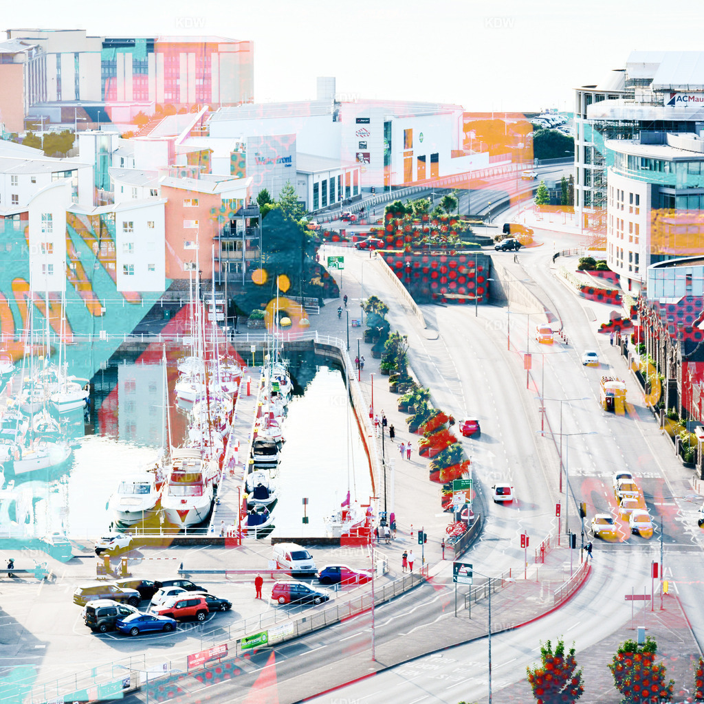 Saint Helier Digital ART | Outlook - Ausblick von oben auf die Stadt St. Helier - Realisiert mit Pictrs.com