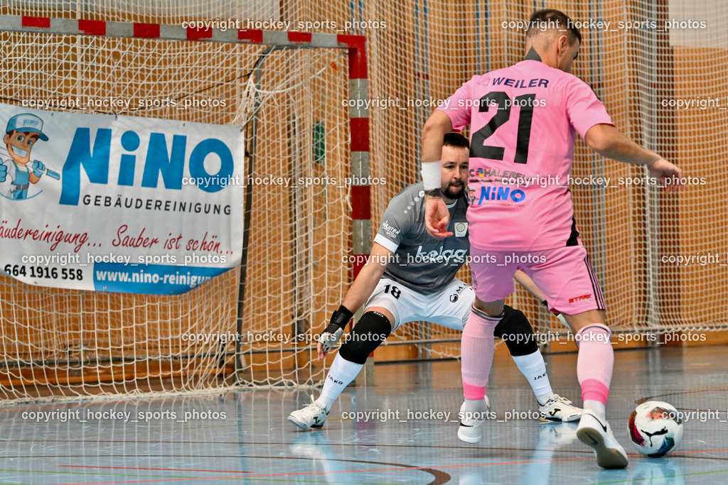 Carinthia Flamengo Futsal Club vs. Futsal Klagenfurt | #21 Robert Dimitrov Carinthia Flamengo, #18 Vladimir Kajkut Futsal Klagenfurt, Carinthia Flamengo Futsal Club vs. Futsal Klagenfurt, Carinthia Flamengo Futsal Club vs. Futsal Klagenfurt am 01.12.2024 in Klagenfurt (Ballspielhalle Viktring), Austria, (Photo by Bernd Stefan)